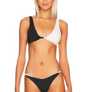 L Space Bold Black and White Color-Blocked Bikini Swimwear, Medium, NWT
